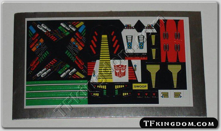 Transformers G1 Swoop Sticker Decal Sheet