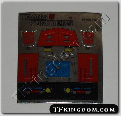 Transformers G1 Grotusque Sticker Decal Sheet