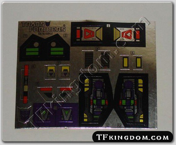 Transformers G1 Apeface Sticker Decal Sheet