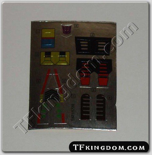Transformers G1 Kickback Sticker Decal Sheet