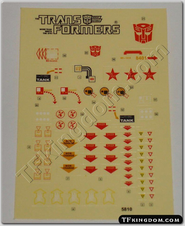 Transformers G1 Omega Supreme Sticker Decal Sheet