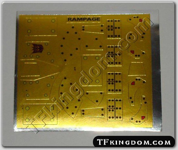 Transformers G1 Rampage Sticker Decal Sheet