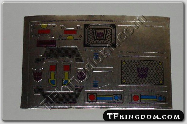 Transformers G1 Tantrum Sticker Decal Sheet