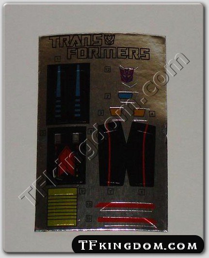 Transformers G1 Shrapnel Sticker Decal Sheet