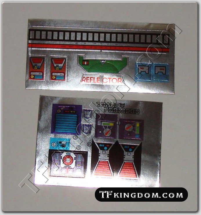 Transformers G1 Reflector Sticker Decal Sheet