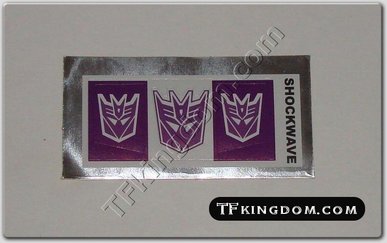 Transformers G1 Shockwave Sticker Decal Sheet