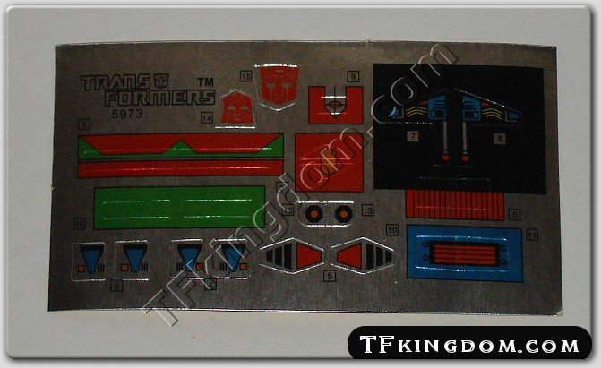 Transformers G1 Sludge Sticker Decal Sheet