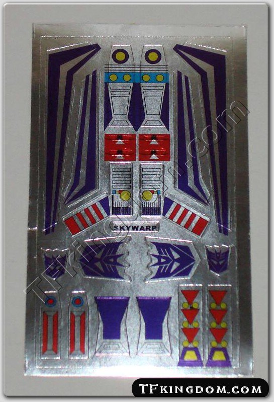 Transformers G1 Skywarp Sticker Decal Sheet