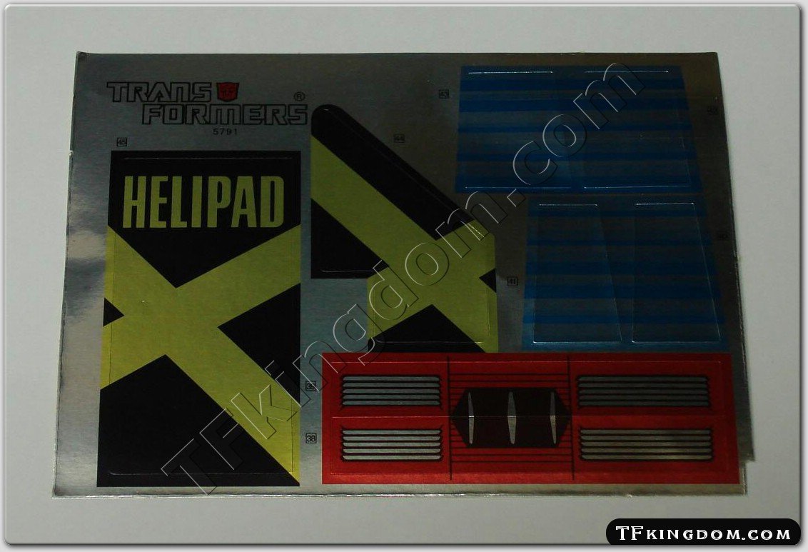 Transformers G1 Metroplex Sticker Decal Sheet #2