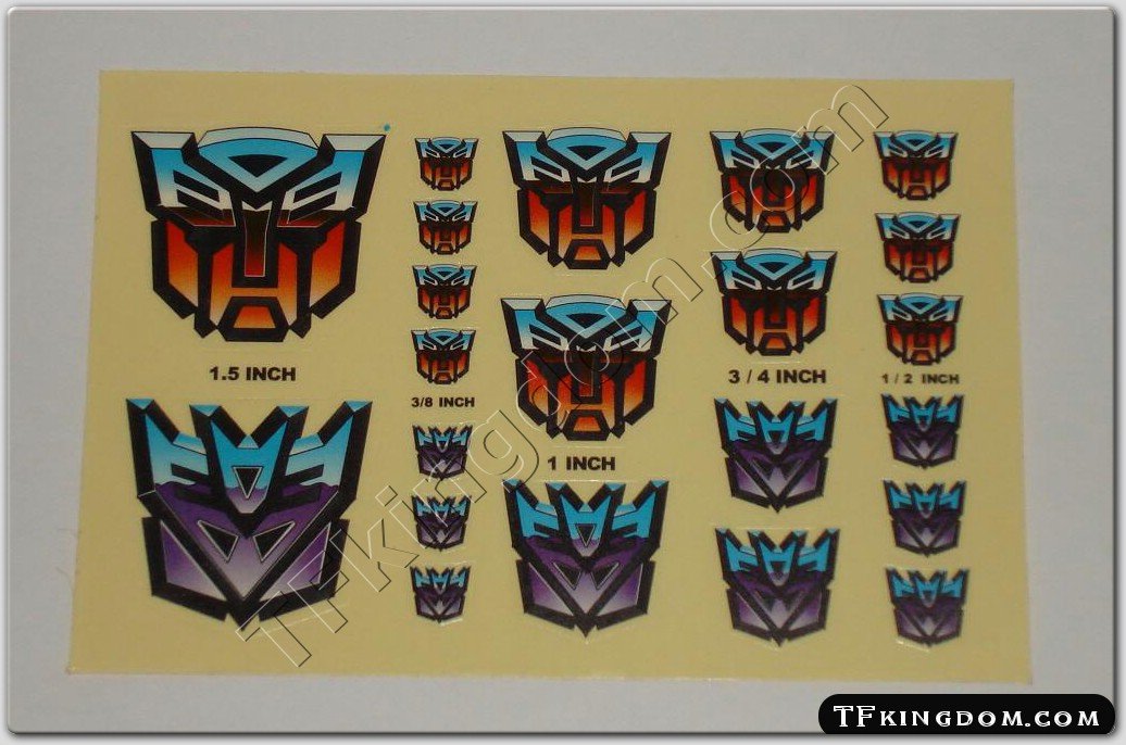 Transformers G1 Autobot Decepticon Symbol Sticker Decal Sheet