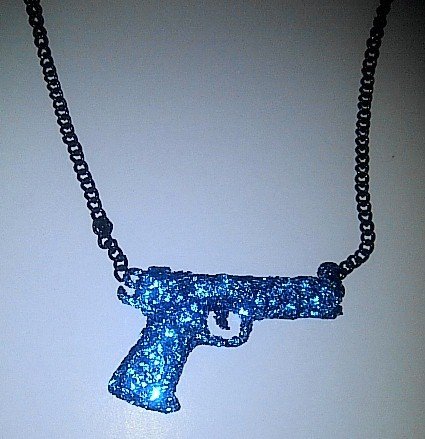 Blue Sparkle Gun Necklace