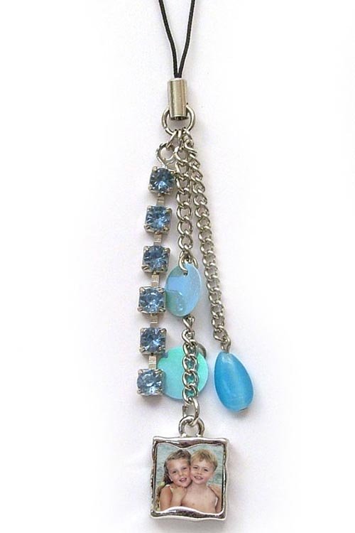 Cell Phone Charm - Blue Sparkle