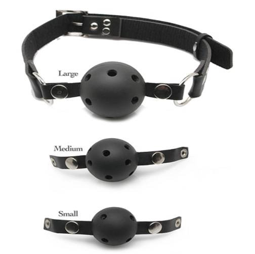 3~Leather Breathable Beginner Rubber Ball Mouth Gag Kit