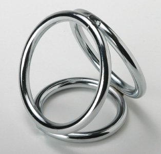 Three Metal Chrome Triple Cock Ball Ring Penis Enhancer- Medium Size