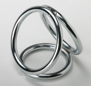 Three Metal Chrome Triple Cock Ball Ring Penis Enhancer- Medium Size
