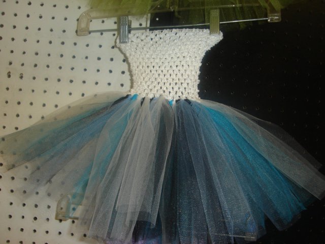HANDMADE WHITE/TURQUOISE/BLACK TUTU DRESS
