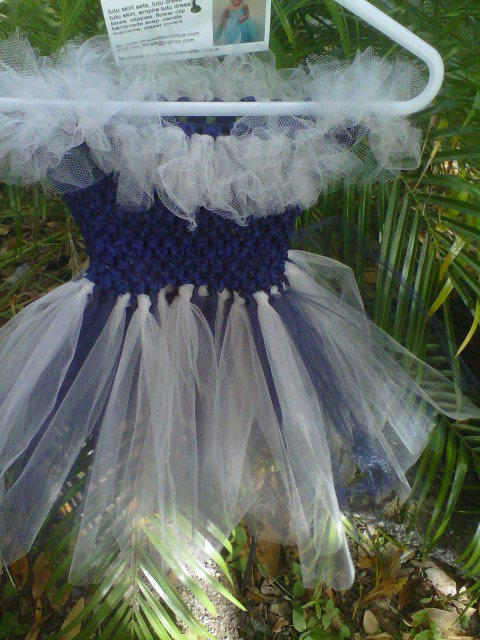 HANDMADE NAVY BLUE/ SILVER TUTU DRESS
