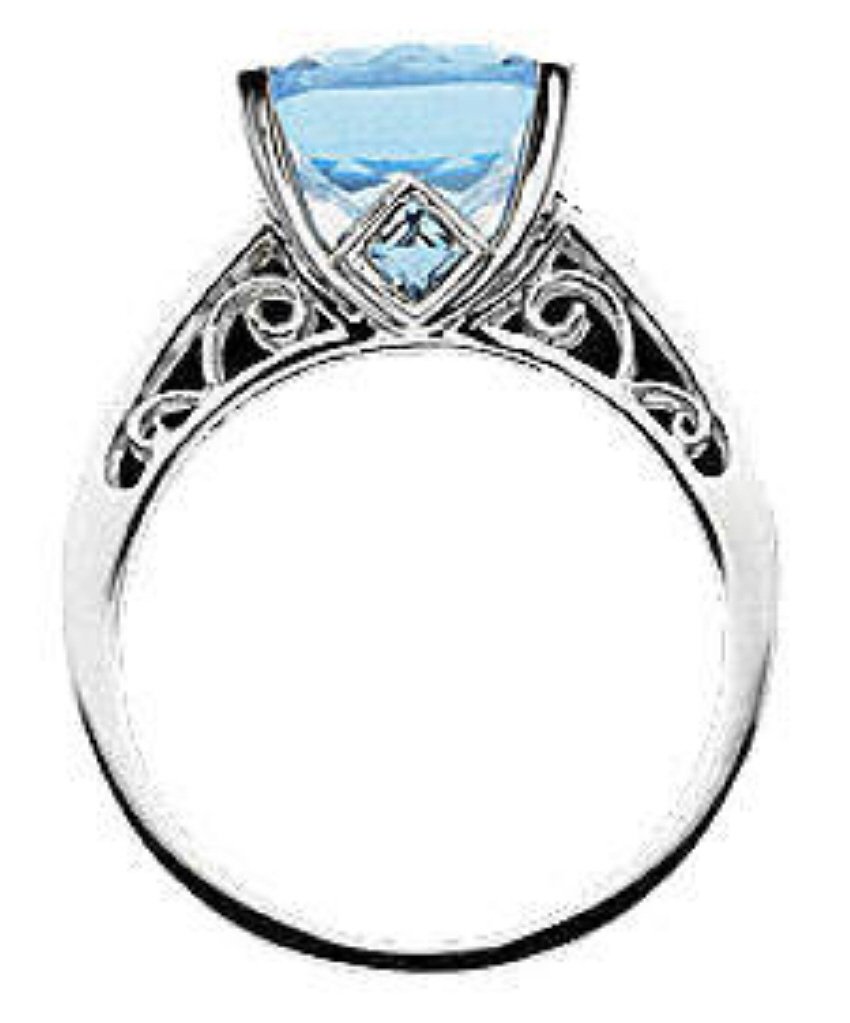 14K white gold 7 ct Swiss Topaz & Diamond Ring NEW