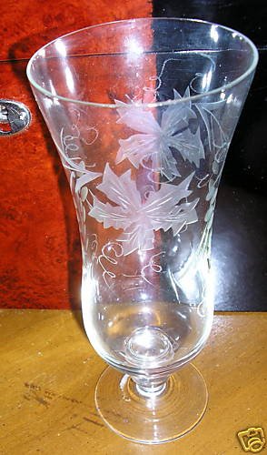 ANTIQUE Elegant TALL GLASS PRISTINE ETCHED FRAGILE