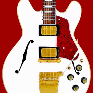 Alex Lifeson Guitar Miniature Colectible RUSH ES 335 White