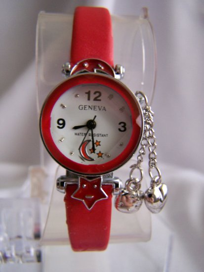 Children watch w/red leather bracelet