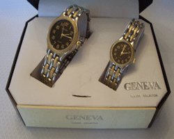 Geneva Quartz His & Her Black Face Gift Watch Set