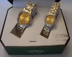 Geneva Quartz His & Her Watch Gift With A Gold Tone Face