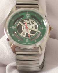 Montres Carlo Men's Green Face Watch W/Flex Band
