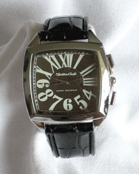 Montres Carlo Men's Square Watch W/Black Leather Band
