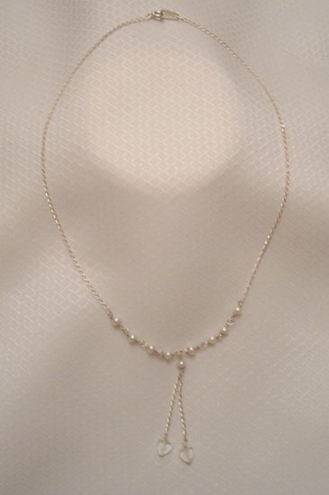 Sterling Silver Necklace W/ Natural Sea Pearls And Crystals