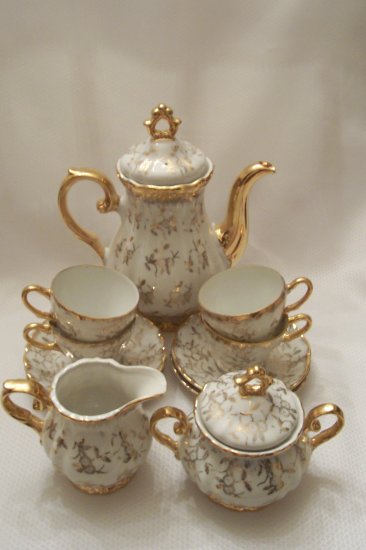 Sterling Porcelain Tea Set With 24k Gold Floral Design