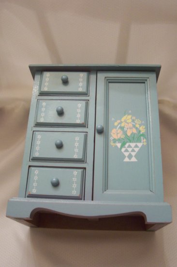 Mele Light Blue Vintage Jewelry Box With 4 Drawers 1 Door
