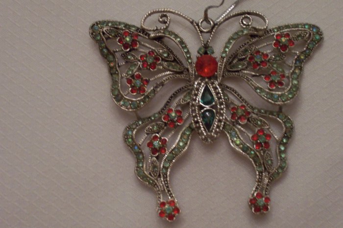 Gemstone Filigree Butterfly Pendent Or Ornament