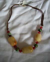 Necklace With Agathes, Carnelian And Black Onyx