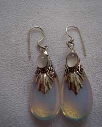 Sterling Silver Moonstone And Turquoise Drop Earrings