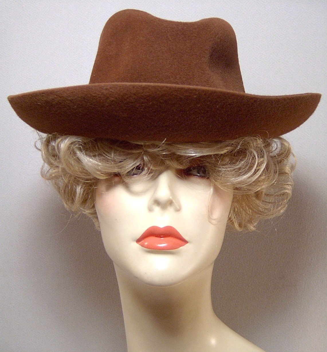 Borsalino felt fedora hat 7 Brown fur felt 22" SEXY