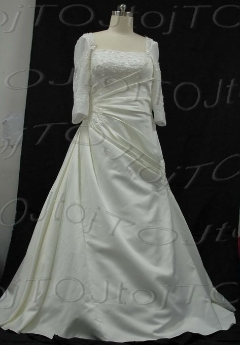 Medium Sleeves A-Line Wedding Gown-CH0028