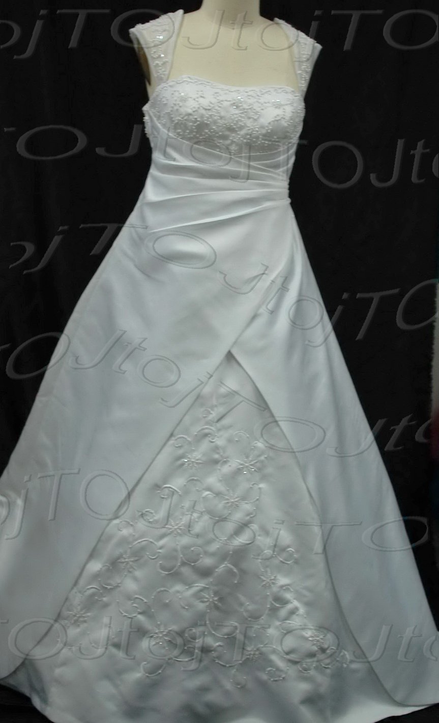 Cap sleeves A-Line Wedding Gown-CH0064