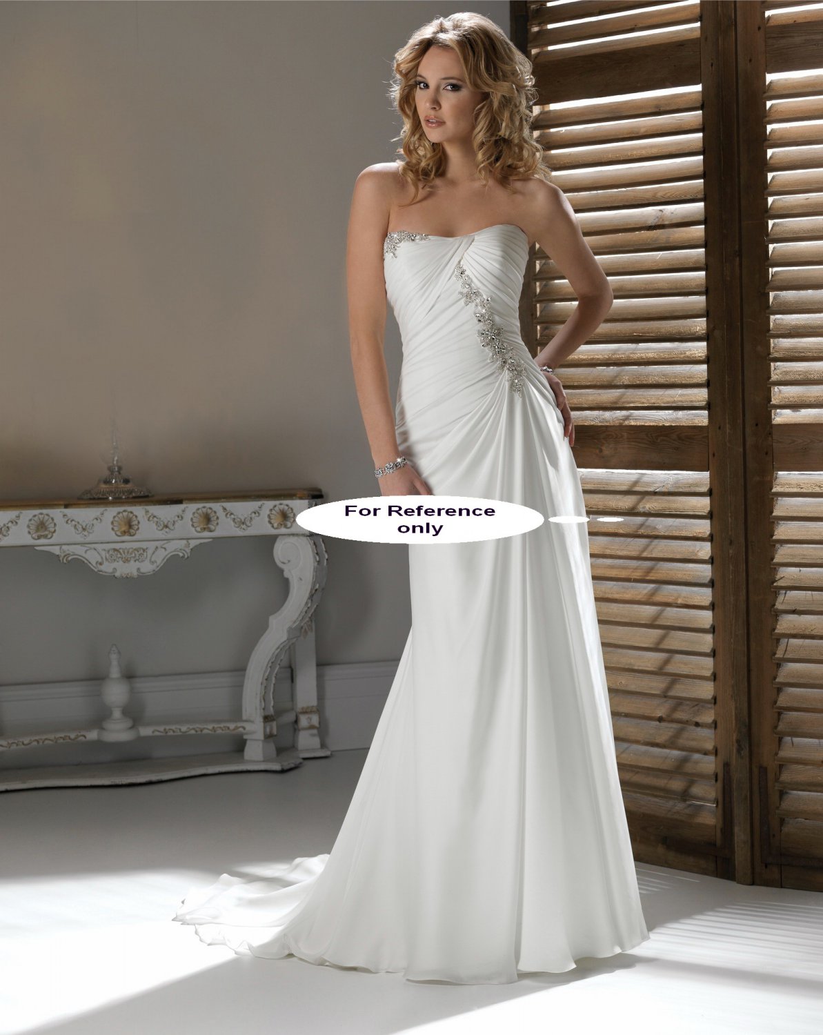 Strapless sheath wedding gown-1412