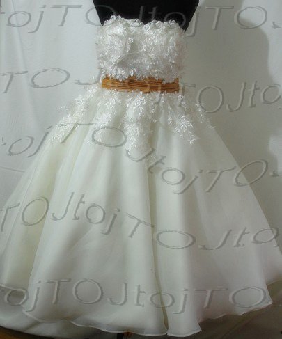 Strapless short ball wedding gown-84656