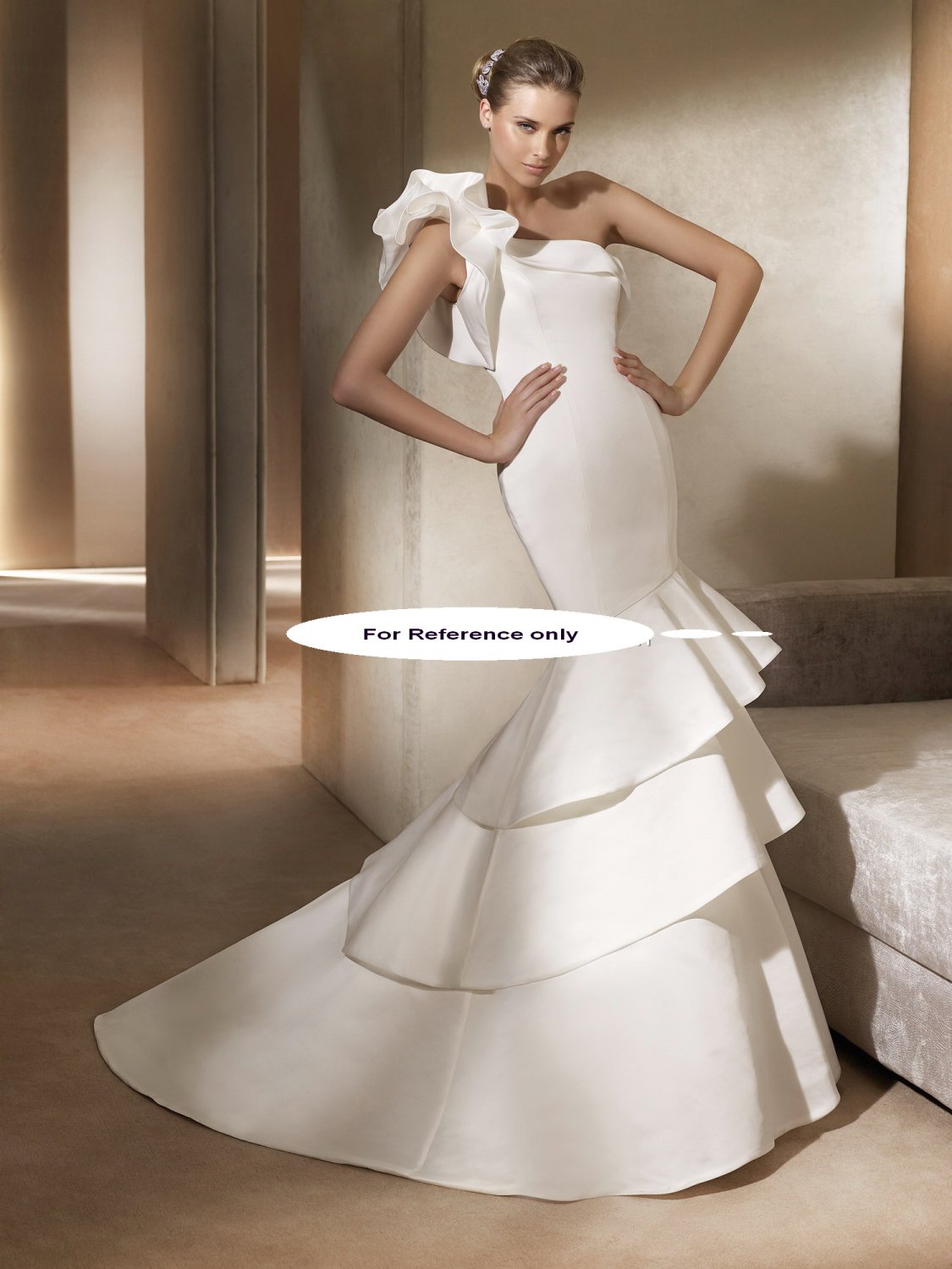 One shoulder mermaid wedding gown-Alison