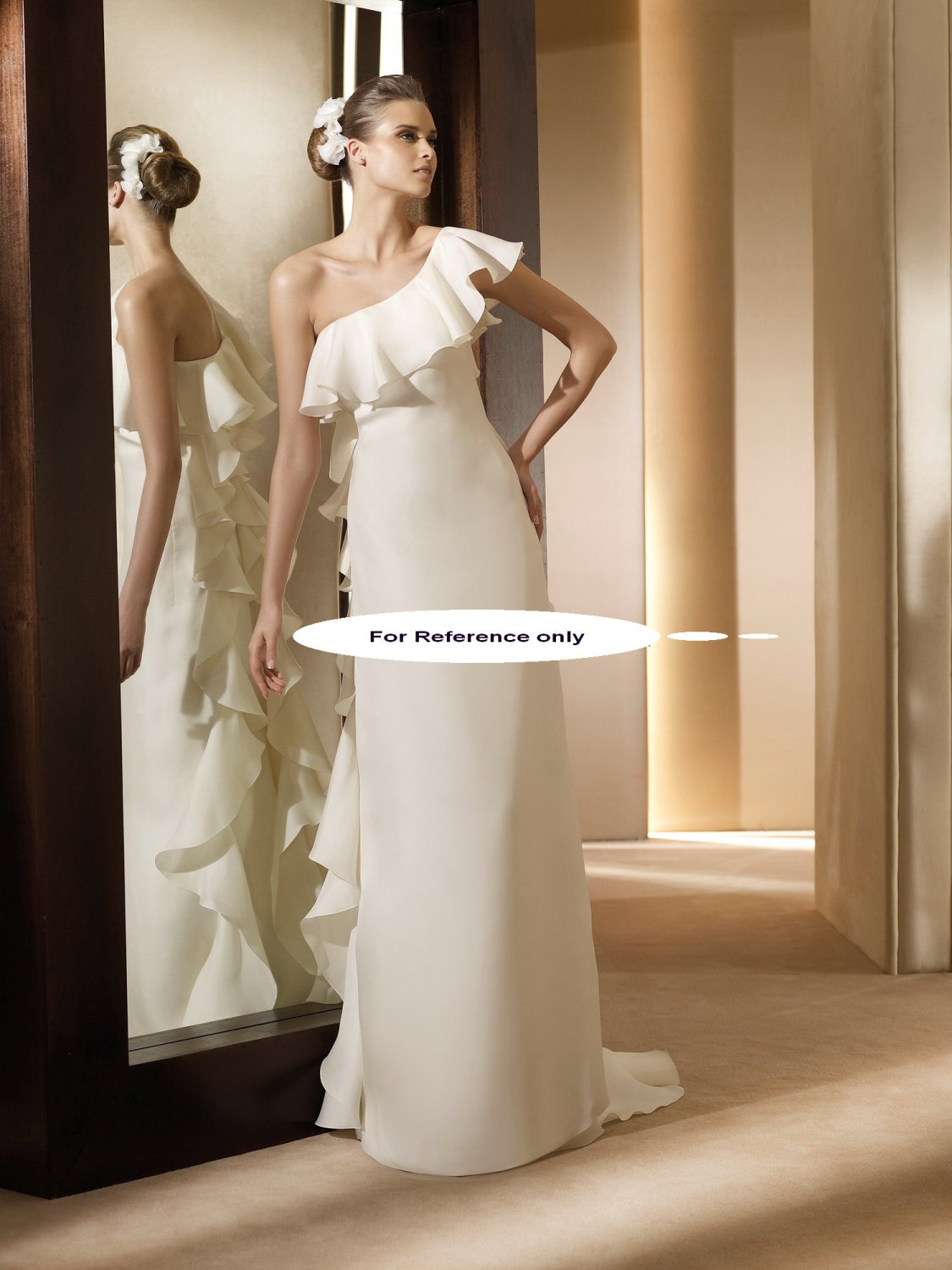 One shoulder sheath wedding gown-Anade
