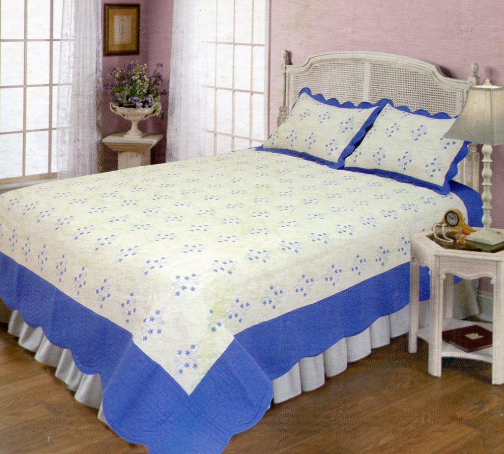 4pcs white and blue color bedding set AY-1105