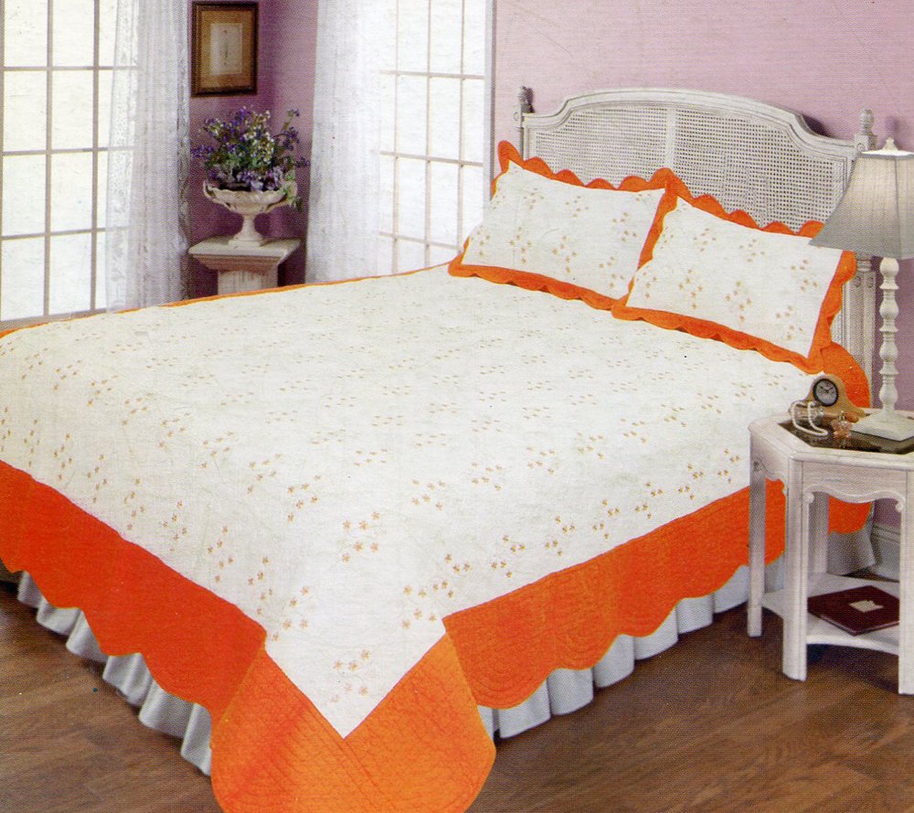 4pcs white and orange color bedding set AY-1108