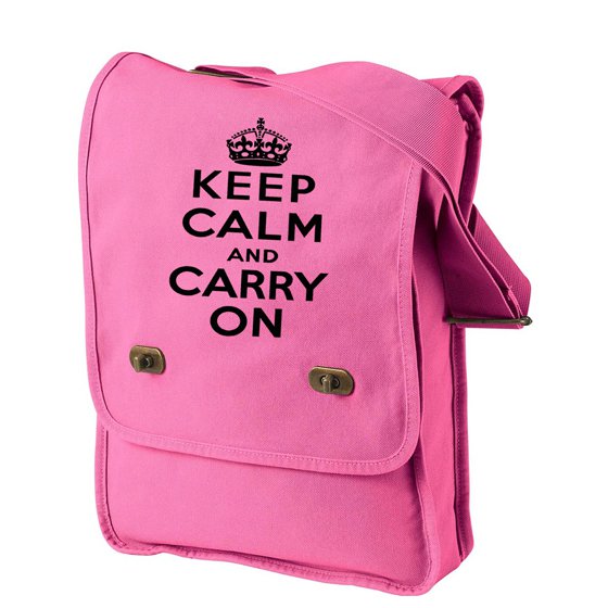 Keep Calm and Carry On - Canvas Messenger Bag Pink Field Bag
