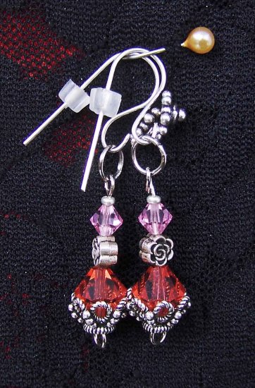 Crystal and silver earrings
