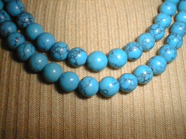 10mm 47'' blue turquoise beads / necklace