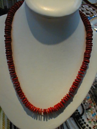 22"" red coral sheet necklace