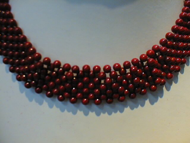 4mm coral beads necklace-fine knit