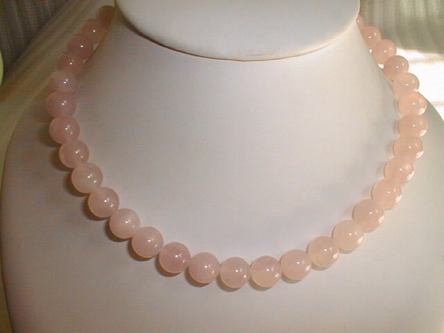 18"" pink 10mm jade beads necklace
